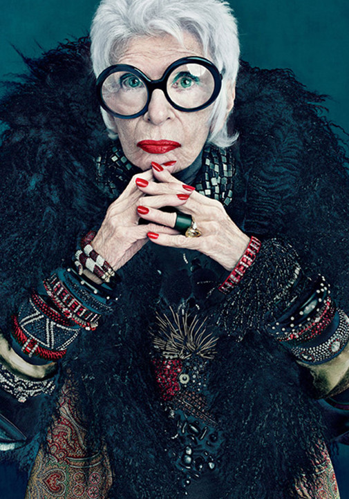 Picture of the American fashion icon and style influencer, Iris Apfel.