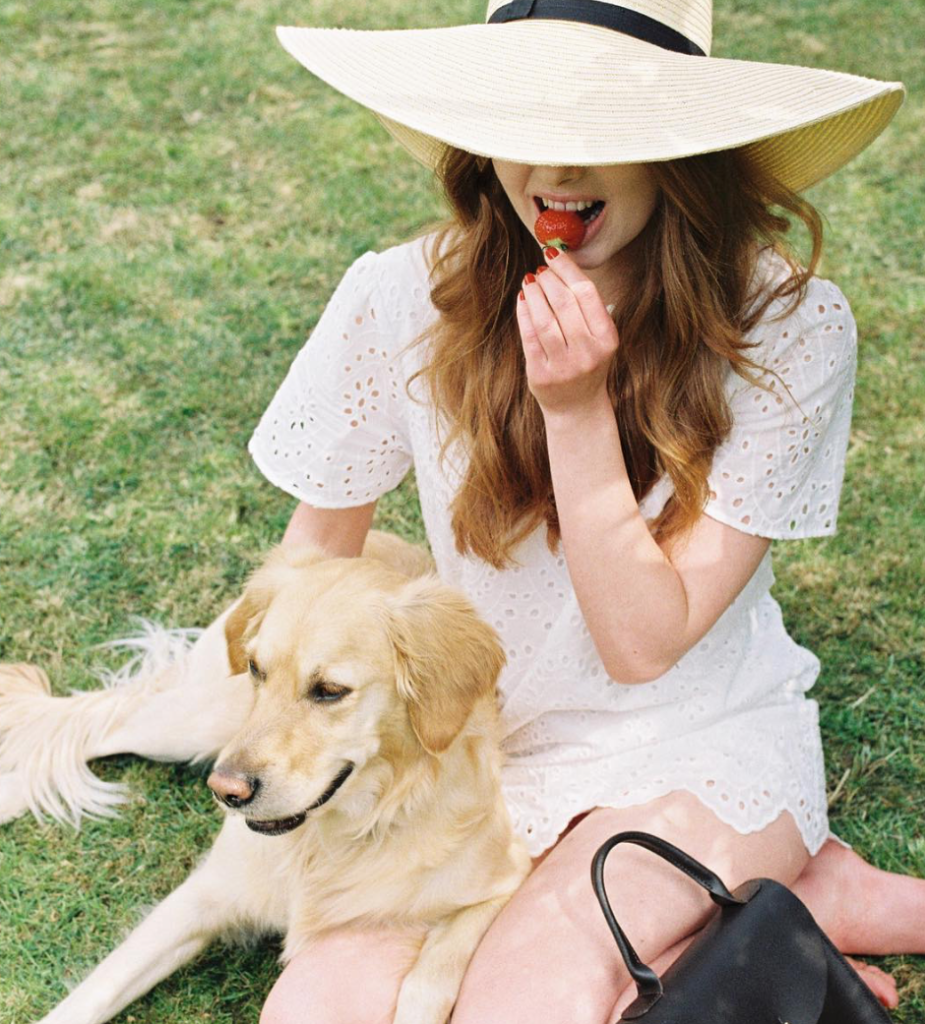 Charlotte Elizabeth, the British handbag designer and her beautiful golden retriever.