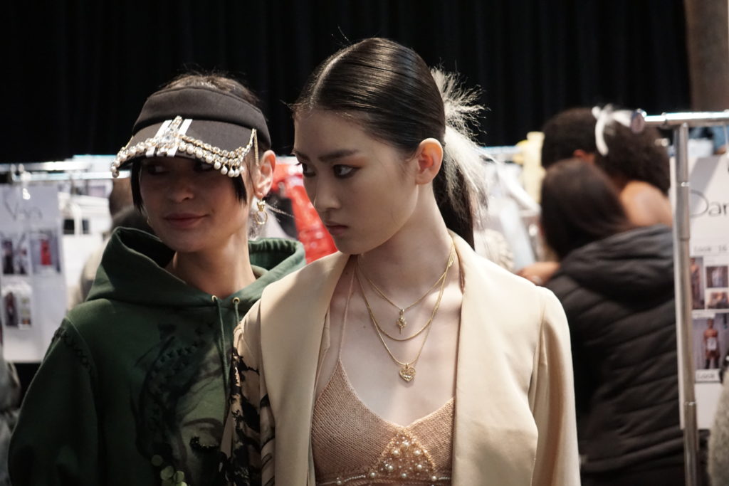 Backstage at Fashion Design Studio at Mercedes Benz Fashion Week in Sydney at Carriageworks 2018.