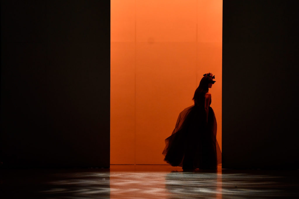 A model walks the runway in a design by Ruscoe during the New Generation Emerging Couture show during New Zealand Fashion Week 2018 at Viaduct Events Centre on August 28, 2018 in Auckland, New Zealand (Photo by Phil Walter/Getty Images)