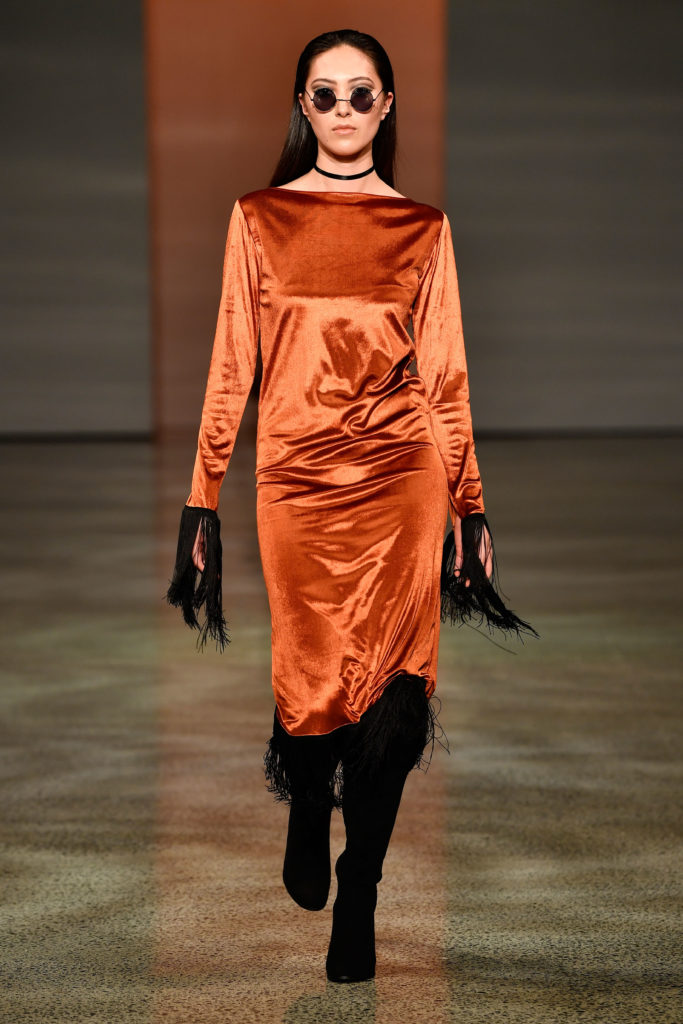 A model walks the runway in a design by Ruscoe during the New Generation Emerging Couture show during New Zealand Fashion Week 2018 at Viaduct Events Centre on August 28, 2018 in Auckland, New Zealand (Photo by Phil Walter/Getty Images)